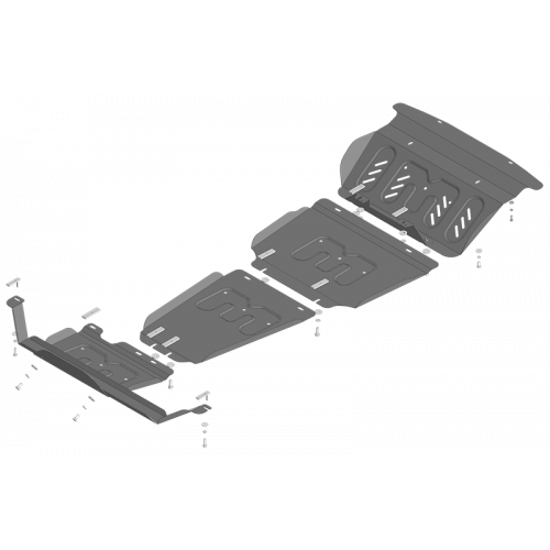 Защита Картера двигателя, КПП, Радиатора, Раздаточной коробки MOTODOR для JAC T8 Pro 2019-, Сталь 2 мм - Арт. 78303