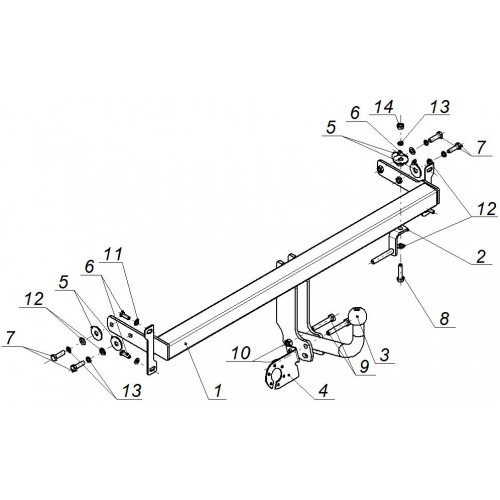 Фаркоп Avtos на HYUNDAI Elantra (ТаГаз) 2000-2007 Арт.HY 02